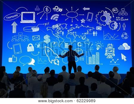 Silhouette of Business Presentation with Infographic