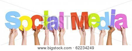 Multi-Ethnic Group Of People Holding The Word Social Media