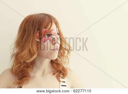 Superhero Girl Wearing Mask With Strawberries