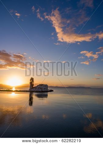 scene of Vlacherna monastery, Kanoni, Corfu, Greece
