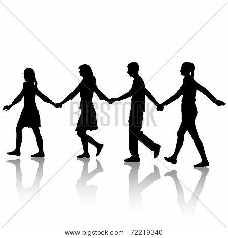 Black silhouettes of beautiful mans and woman