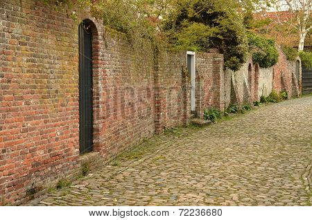 Characteristic medieval lane in the city of Veere in the Netherlands