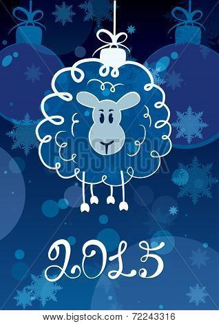 Funny Sketching Sheep - Symbol Of The New Year 2015. Vector Postcard