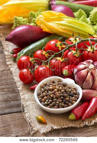 Raw Organic Roveja Beans And Vegetables