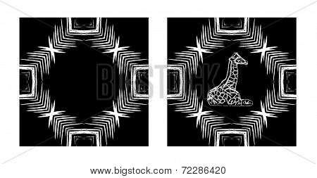 2 Giraffe and Zebra Repeatable Seamless Tiled African Safari Backgrounds