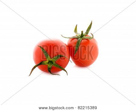 Tomato With Stem On White Background