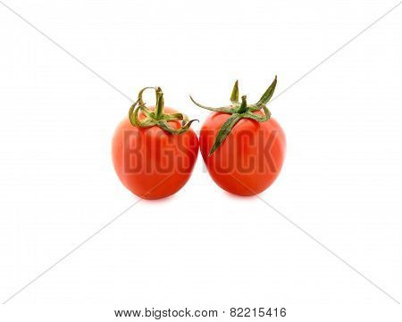 Tomato With Stem On White Background