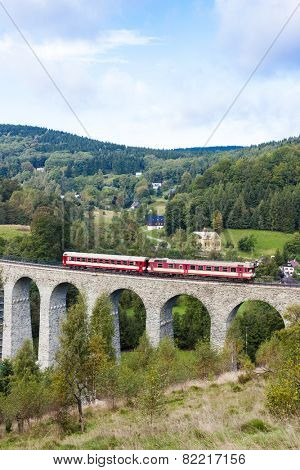 engine carriage on viaduct Novina, Krystofovo Valley, Czech Republic
