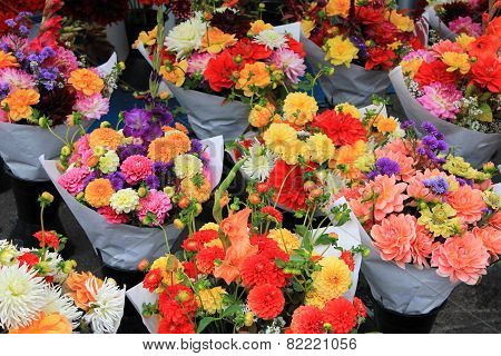 Fresh Flower Bouquets Waiting For Hopeful Lovers
