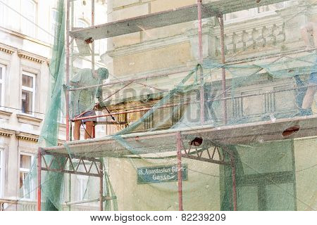 Man Restores Facade Of Buildings Of The 19Th Century