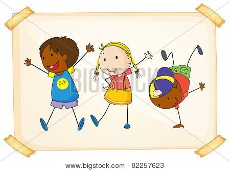 Illustration of three children playing