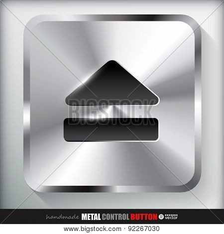 Metal Eject Button. Sqare frame with realistic surface.