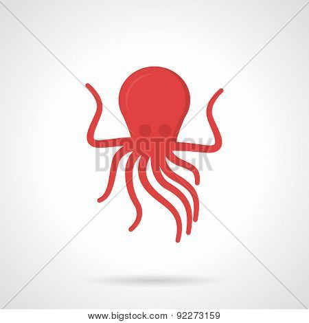 Flat style red octopus vector icon