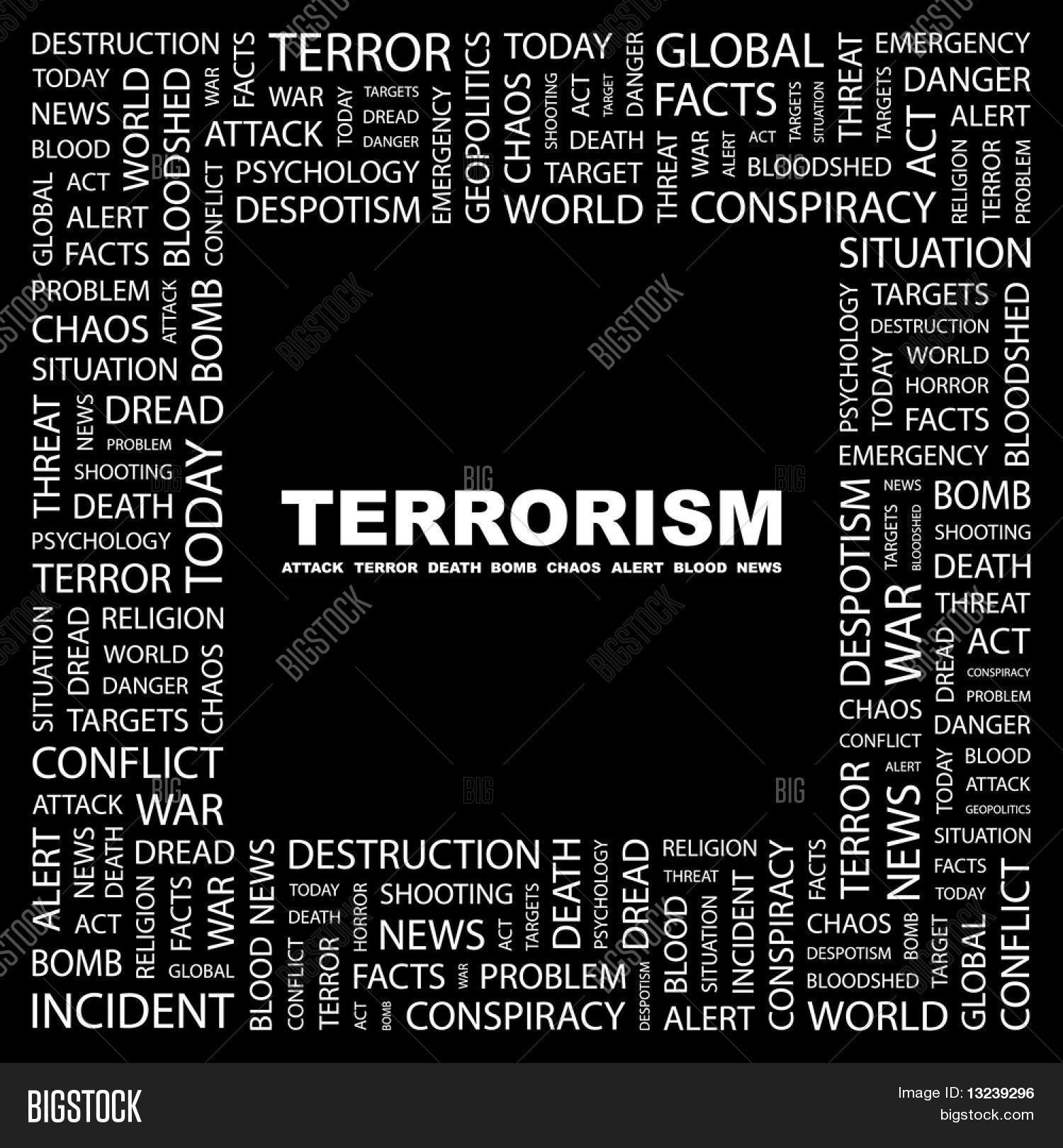 TERRORISM. Word Collage On Black Vector & Photo Bigstock