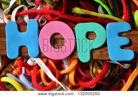 hope word on a  abstract colorful  background