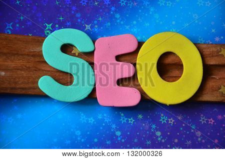 word seo on a abstract colorful background