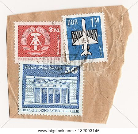 Germany GDR Circa 1970 set of postage stamps on the theme German Democratic Republic