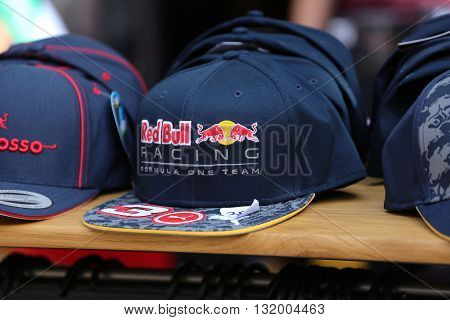 Monte-Carlo Monaco - May 28 2016: Red Bull Racing Formula One Team Cap For Sale During the Monaco Formula 1 Grand Prix 2016