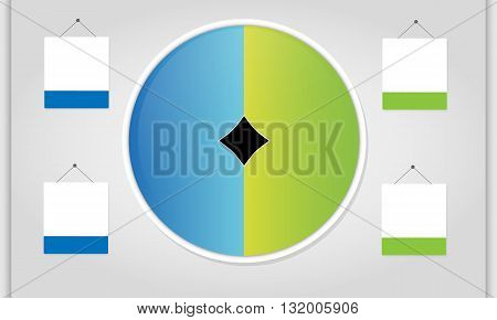 Rounded banner with four boards. Abstract boards. Hanging signs.