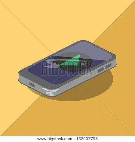 phone communication isometric icon music app play