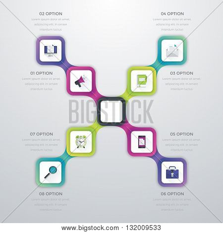 Vector illustration infographics eight options. Stock vector