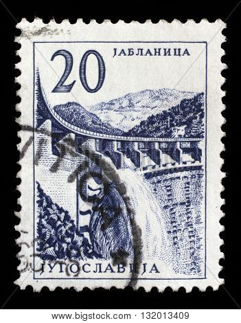 ZAGREB, CROATIA - JUNE 21: Stamp printed in Yugoslavia shows a Hydroelectric works, Jablanica, from series 