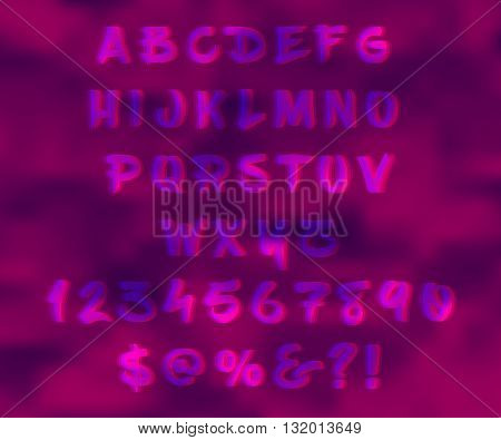 Abstract modern alphabet in style of 3d glasses. EPS10