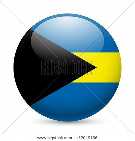Flag of the Bahamas as round glossy icon. Button with Bahamian flag