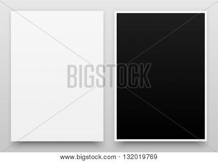 A2 posters realistic template, mock-up with margins, realistic shadow and light background for design concepts, presentations, web, identity, prints. Vector illustration.