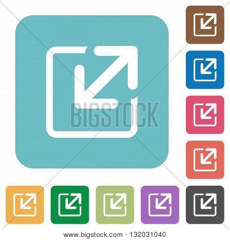 Flat resize window icons on rounded square color backgrounds.