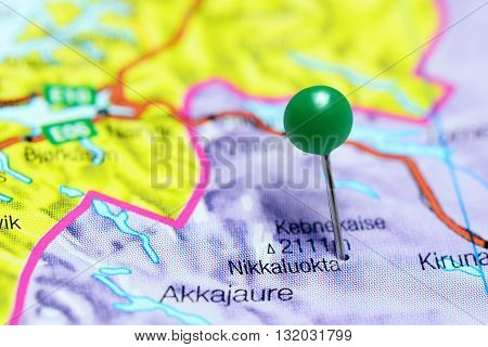 Nikkaluokta pinned on a map of Sweden