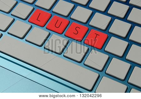 Online pornography or porn lust concept with a computer