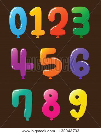 Vector stock of colorful set of balloon shaped numbers