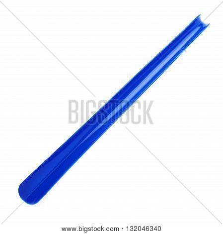 Blue long shoehorn isolated over the white background
