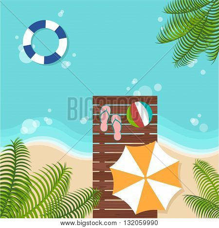 background of summer beach with beach parasol