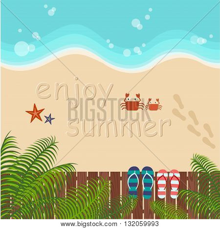 background of summer beach with couple flip flops