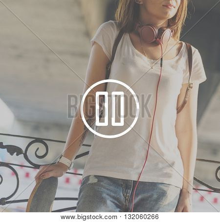 Pause Button Icon Multimedia Stop Break Rest Concept