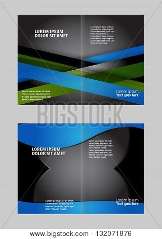 Brochure design template. Empty bi-fold brochure template design with blue color, booklet