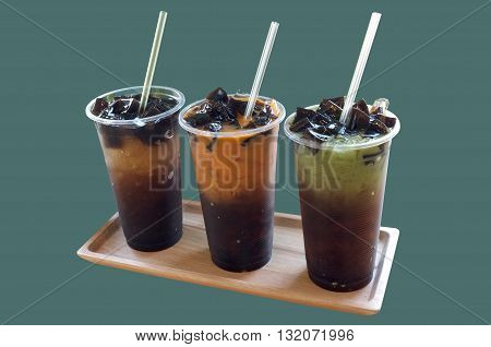 Three favors of Milk with grass jelly