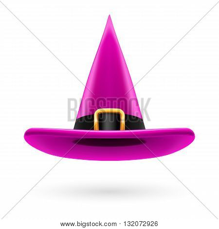 Magenta witch hat with golden buckle and hatband