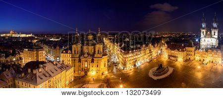 Panorama of Prague, view from the tower on the square