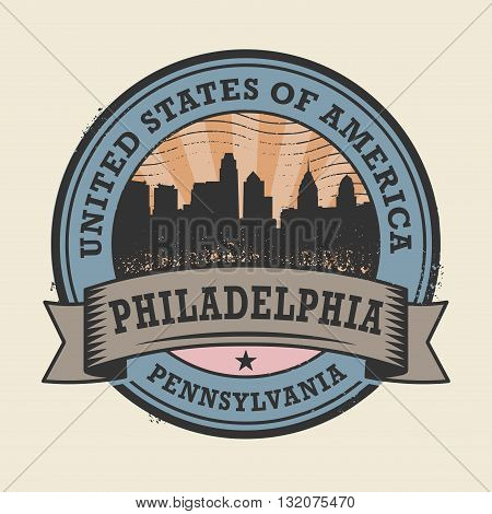 Grunge rubber stamp or label with name of Pennsylvania, Philadelphia, vector illustration