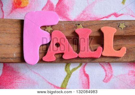 fall word on a abstract colorful background