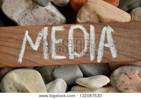 media word on a  abstract colorful background