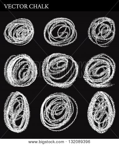 Vector Chalk Circle frames. Hand drawn illustration.