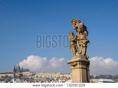 Sculptures in Prague on the Charles Bridge
