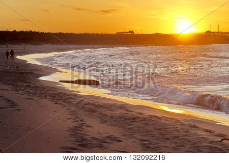 beautiful sunset over the lake with the sky yellow