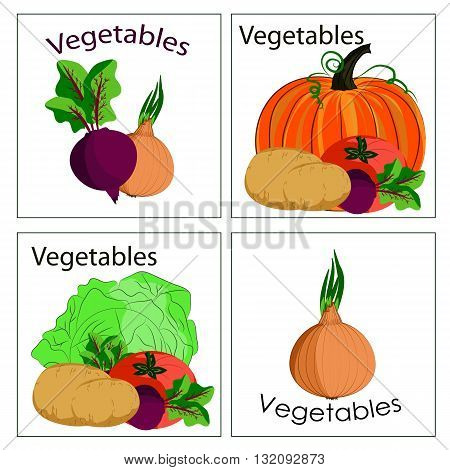 Set of stickers of fresh vegetables. It can be used for vegetable department in markets or stalls advertising for products from vegetables and any other application