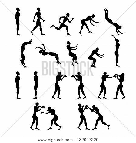 Sport sign people light athletic vector set