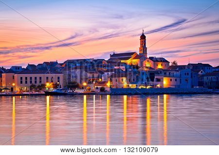 Old mediterranean town of Betina sunset view Island of Murter Croatia
